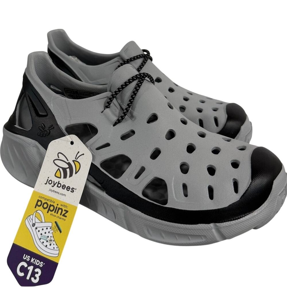 Joybees Kids Skate Sneaker Slip On EVA Water Shoe Gray Black Comfort Sz C13 NWT